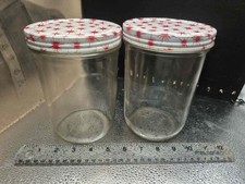 Retro Vintage Canning Jar Set - 2 MCM BALL Jars with Red Atomic Starburst Lids picture