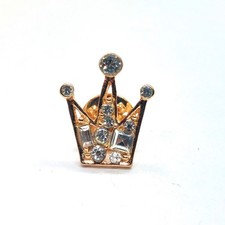 Crown Crystal Sparkle Pin Regal Rhinestone Royal Queen Princess Brooch Vintage picture