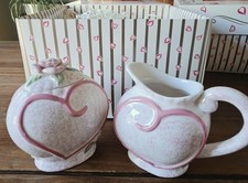 Victoria's Secret Signature Collection Pink Speckle Hearts Sugar Creamer Set 90s picture