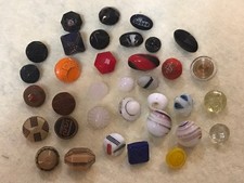 Vintage Tiny Diminutive Glass Buttons~Lot Of 35~Variety Of Colors picture