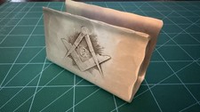 Vintage Masonic Freemason Square Compass G Metal Desk Letter Holder - Handmade picture