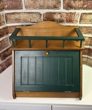 Vtg Collections Etc 2009 Wooden Bread Box Display Shelf Green Country Farmhouse picture