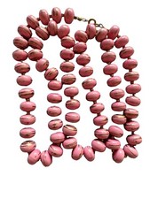 Beautiful Vintage MCM Plastic Pink and Gold Bead Necklace picture