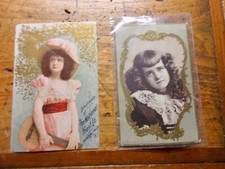 2 1895 VICTORIAN TRADE CARDS SMALL GIRLS NATIONAL YEAST WOOLSON SPICE picture