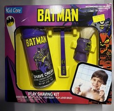 Kid Care Batman Play Shaving Kit Shave Cream, Mock Shaver, Lather Brush (NIB) picture