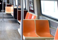 MTA NYC Subway R46 Subway Car Orange Double Bucket Seat - SEE PHOTOS picture