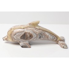Zebra Onyx Dolphin Sculpture — Hand-Carved Figurine picture