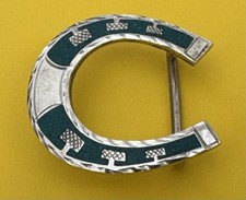 VTG Plata Jalisco JFCM Eagle 50 Sterling Silver Turquoise Horseshoe Belt Buckle picture