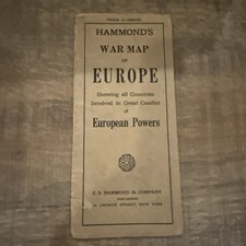 1914 Hammond War Map of Europe World War I World War I WW1 Vintage Map picture