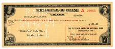1924 HOUSE OF CRANE CIGARS BANK CHECK INDIANAPOLIS IND FLETCHER AMER NAT BANK picture