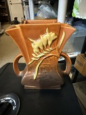 Roseville Freesia 200-7 Vase, Orange and Brown picture
