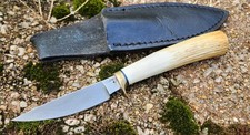 Kelgin Damascus Custom Utility Rare Ken Largin USA Knife Stag 1990s Leather Case picture
