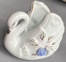 Swan Planter Vintage White Ceramic Pottery Swan Planter picture