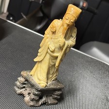 Antique Chinese Carved Soapstone Figure of Immortal - Hand Carved Vintage Statue picture