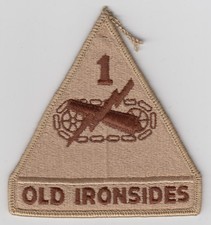 US Army 1st Armored Division Tank Patch Insignia Old Ironsides Tab Desert DCU picture