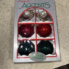 Noma Accents Silver, Res, Green Christmas ornaments Vintage, original boxes picture