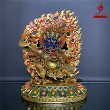 14'' Tibet Nepal Two Arms Mahakala  Buddha Bronze Statue picture
