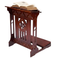 Florentine Prayer Bench Kneeler Church Prayer Bench Stool with Shelf and Cushion picture