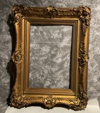 VTG/ Antique Picture- Photo Wooden Frame Gold Tone Size 12” X 18”  W/O Glass picture
