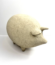 Country Farmhouse Primitive Stoneware Art Pottery Pig Handmade Minimalist Modern picture