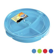 Set of 3 Microwave Food Storage Tray Containers - Divided Plates w/Vent Lid picture