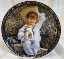 1992 RECO Premier Collector PLATE:  LE BEAU,  Boy with CAT,   NEW in BOX w COA picture