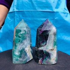 2pc 4.4LB Natural Fluorite crystal Hexagonal point Column Healing Reiki 2720 picture