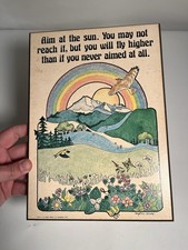 Vntg 1970s Abbey Press Crystal Collins Wall Plaque Aim Sun Fly Higher Rainbow  picture