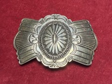 Vintage AJ (Arnold) Blackgoat Navajo Concho 925 Sterling Silver Belt Buckle 45g picture