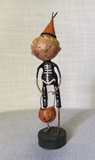 Vintage Lori Mitchell Skeleton Kid Trick Or Treat Halloween Figurine 8.5” picture