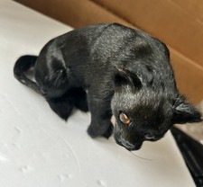 Wild Kingdom Furry Crouching Black Panther Big Cat Figure picture