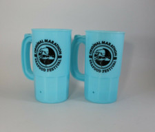 Set of 2 Marathon Seafood Festival 2022 Plastic Blue Beer Mugs Florida Keys picture