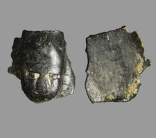 VERY RARE Antiquity Ancient Canaanite Bronze Votive Idol Mask of Ba'al Demon God picture