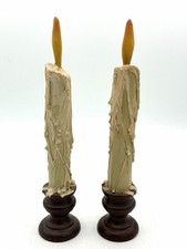 Vintage Blossom Bucket Candle Figurines Pair Faux Drip Tapers 1998 8” AS IS picture