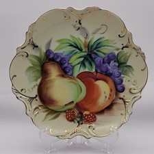 VTG Handpainted Plate Fruit Design Scalloped Edge Gold Accents Lefton China  8