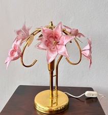 Vintage Table Lamp  Murano Pink  Glass Floral 1980s picture
