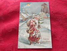 Exceptional & RARE Gold etched Red Coat *TUCK'S* Old World Santa Claus PC picture
