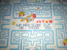 Vtg 80s Dan River Dantrel Twin Flat Sheet PAC-MAN Motif Muslin picture