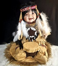Cathay Collection Porcelain Native American Doll Jazmin 48/5000 COA Drum Blanket picture