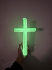 Large Glow in the Dark Christian Cross (Green or Blue option)(Ecofriendly PLA)✝  picture