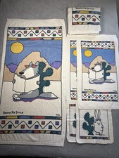 Martex 1980s Sandra Boynton Towel Set Santa Fe Style Set Of 6 Vintage Rare USA picture