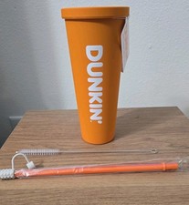 Dunkin Donuts  2026 New Release Orange Soft Touch Stainless Steel  W Straw 24 Oz picture