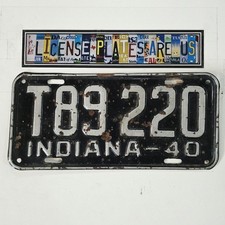 1940 Indiana License Plate 🔥 Vintage Antique IN Tag T89 220 picture