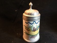 Antique Early Faience Beer Stein Walzenkrug by Schrezheim Factory Floral c.1820s picture