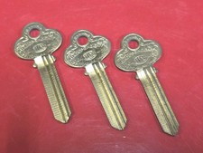 Vintage Lot Of 3 Independent Lock Co. Uncut CO33 Brass Key Blanks Fitchburg Mass picture