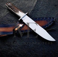 CUSTOM HANDMADE STAINLESS STEEL HUNTING SURVIVAL KNIFE STAG HANDLE |USA TAX PAID picture
