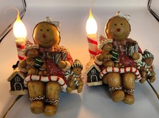 Vintage Homestead Shoppe Country Gingerbread Family Frosted Light Shelf Sitter picture