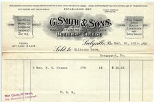 1913 G. Smith & Sons Butter & Cheese billhead w/ payment not picture