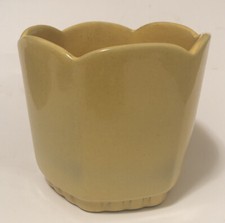 Frankoma Pottery Planter Pot  Plainsman 37 Autumn Yellow MCM Scalloped Edge picture