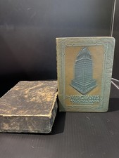 Antique Merchants Bank Mobile Alabama Metal Book Safe No Key Advertising AL picture